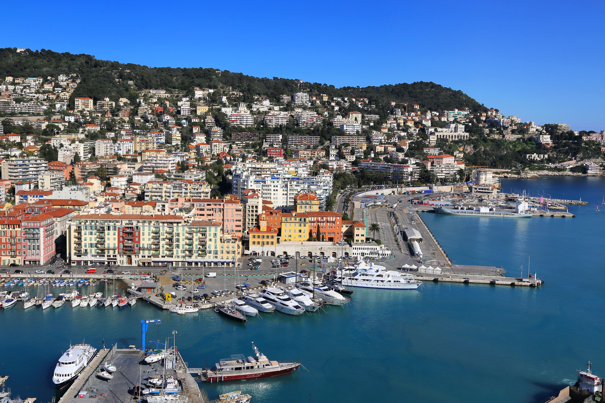 Beautiful view above Port of Nice on French Riviera, France